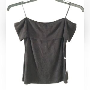 Blenca Off-Shoulder Ribbed Black Top Fall Date Night Streetwear XL